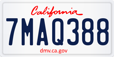 CA license plate 7MAQ388