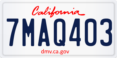 CA license plate 7MAQ403
