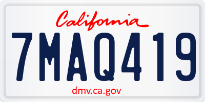 CA license plate 7MAQ419