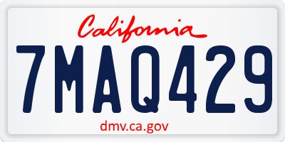 CA license plate 7MAQ429