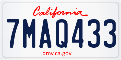 CA license plate 7MAQ433