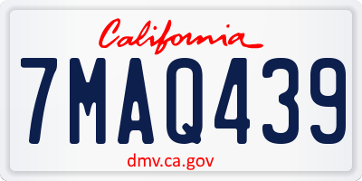 CA license plate 7MAQ439