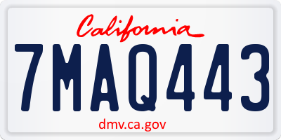 CA license plate 7MAQ443