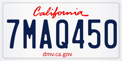 CA license plate 7MAQ450