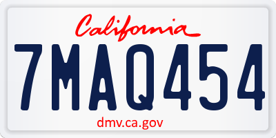 CA license plate 7MAQ454