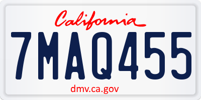 CA license plate 7MAQ455