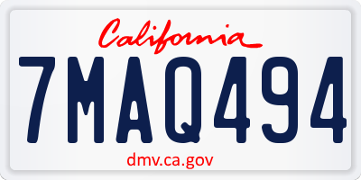 CA license plate 7MAQ494