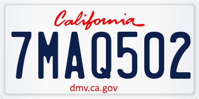 CA license plate 7MAQ502