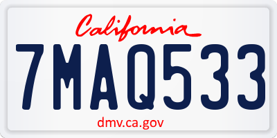 CA license plate 7MAQ533