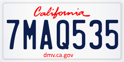 CA license plate 7MAQ535