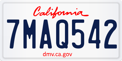 CA license plate 7MAQ542