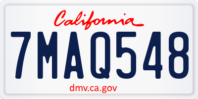 CA license plate 7MAQ548