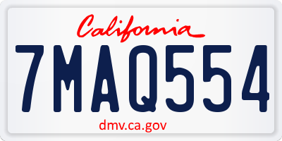 CA license plate 7MAQ554