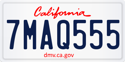 CA license plate 7MAQ555