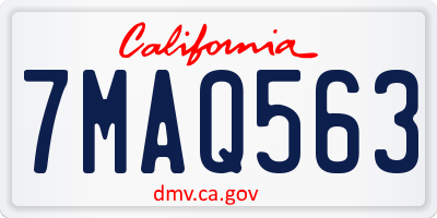 CA license plate 7MAQ563