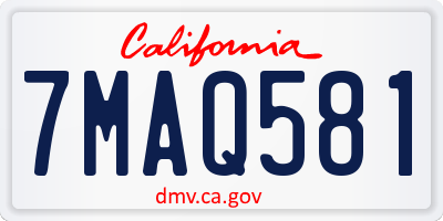 CA license plate 7MAQ581