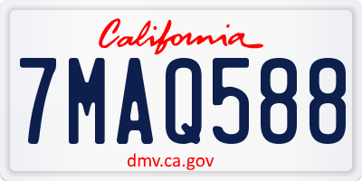 CA license plate 7MAQ588
