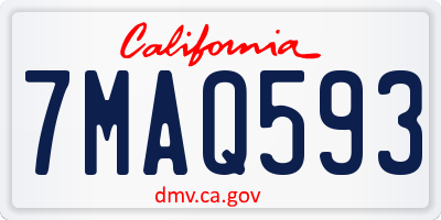 CA license plate 7MAQ593