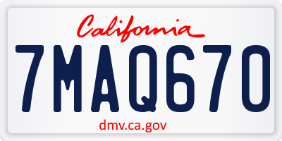 CA license plate 7MAQ670