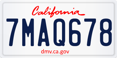 CA license plate 7MAQ678