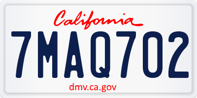CA license plate 7MAQ702