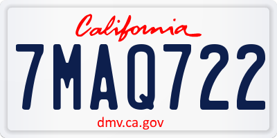 CA license plate 7MAQ722