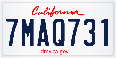 CA license plate 7MAQ731