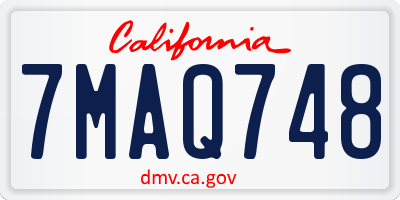CA license plate 7MAQ748