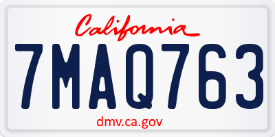 CA license plate 7MAQ763