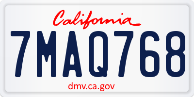 CA license plate 7MAQ768