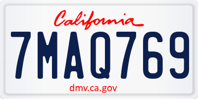 CA license plate 7MAQ769