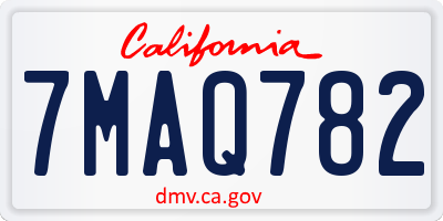 CA license plate 7MAQ782