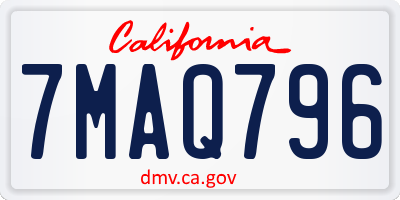 CA license plate 7MAQ796