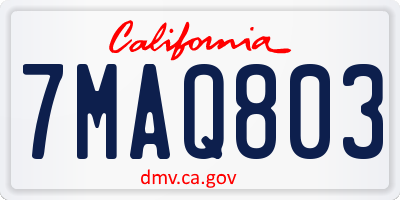CA license plate 7MAQ803