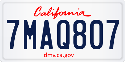 CA license plate 7MAQ807