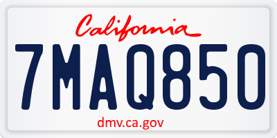 CA license plate 7MAQ850