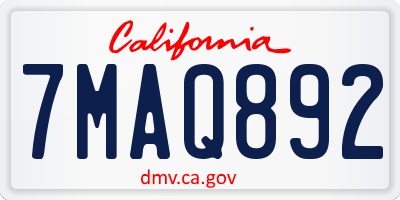 CA license plate 7MAQ892