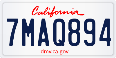 CA license plate 7MAQ894