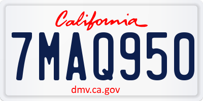 CA license plate 7MAQ950