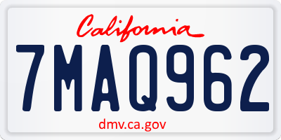 CA license plate 7MAQ962