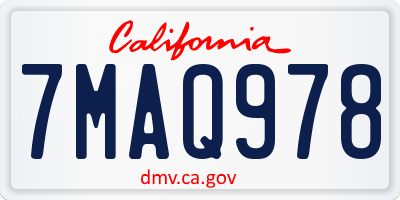 CA license plate 7MAQ978