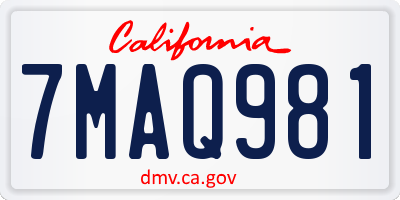 CA license plate 7MAQ981