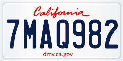 CA license plate 7MAQ982