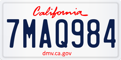 CA license plate 7MAQ984