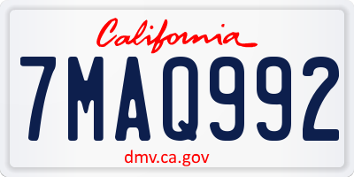 CA license plate 7MAQ992