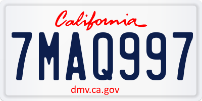 CA license plate 7MAQ997