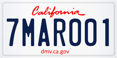 CA license plate 7MAR001