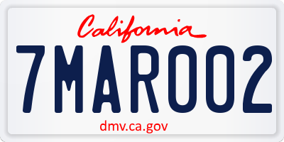 CA license plate 7MAR002