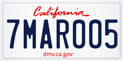 CA license plate 7MAR005