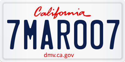 CA license plate 7MAR007